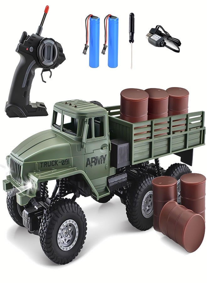 JPJCOOY RC Military Truck 6x6 Road Remote Control Car 1/16 Scale Remote Control Truck 4WD All Terrain Rock Army Transport Vehicle Toy Vehicle for Kids Children Boy Gift - Image 1